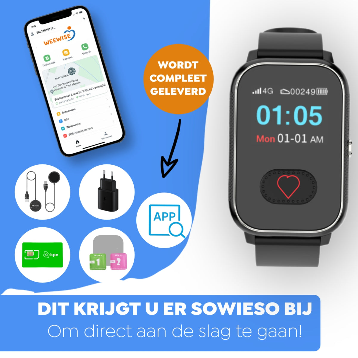 Weewise WS79 Montre GPS Senior Montre connectée pour seniors